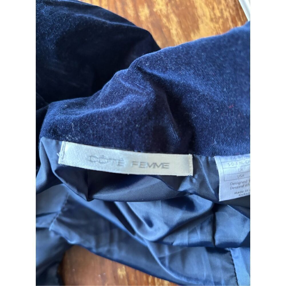 COTE FEMME Velvet Blazer Women’s Size 10 Cotton Velvet Tailored Jacket Lapel - Picture 2 of 12